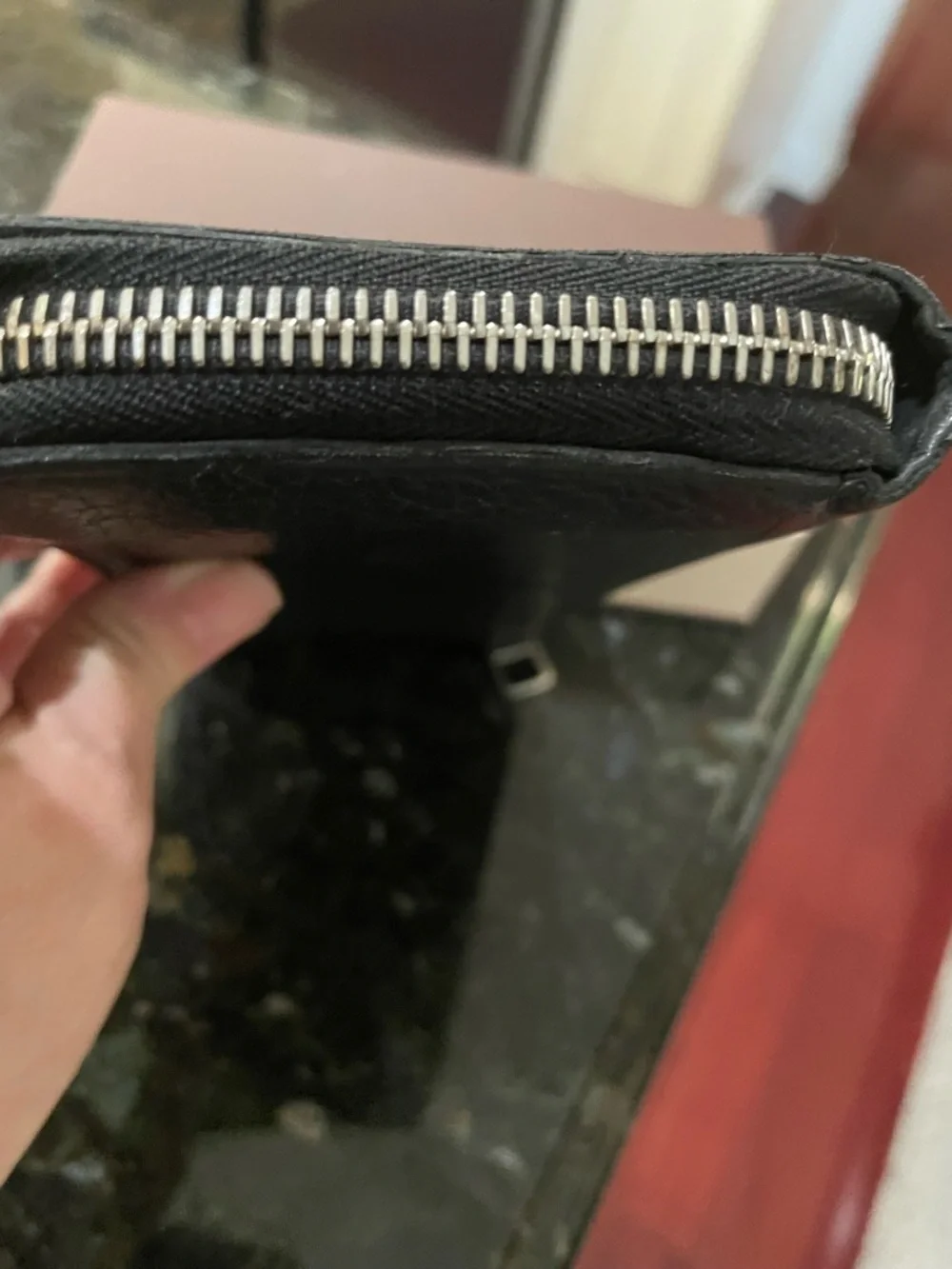 Louis Vuitton Black Textured Zip Wallet with Branded Silver Pull - Picture 5 of 9